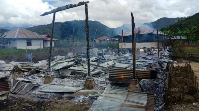 Lokasi gedung SMPN 1 Kamu, di Distrik Kamu, Dogiyai, Papua yang dibakar muridnya