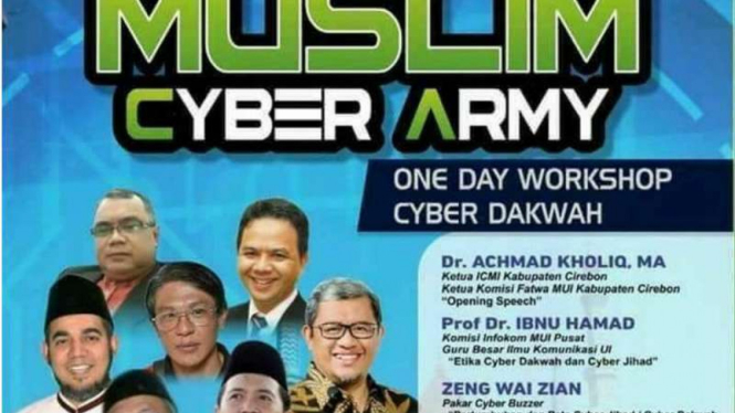 Foto Aher dalam selebaran acara Muslim Cyber Army.