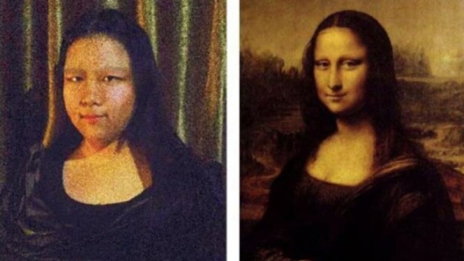 Foto meniru lukisan Mona Lisa