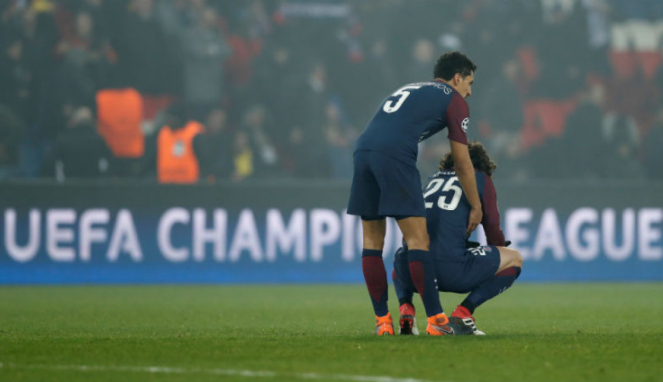 Para pemain PSG meratapi kegagalan di Liga Champions