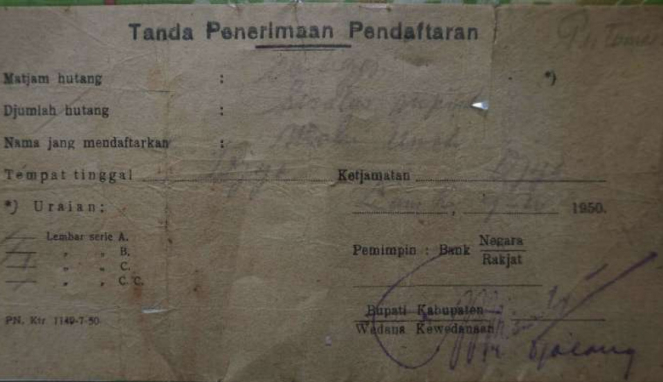 Surat obligasi pembelian pesawat pertama RI milik Nyak Sandang.