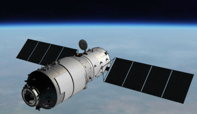 Ilustrasi stasiun antariksa Tiangong-1 di orbit