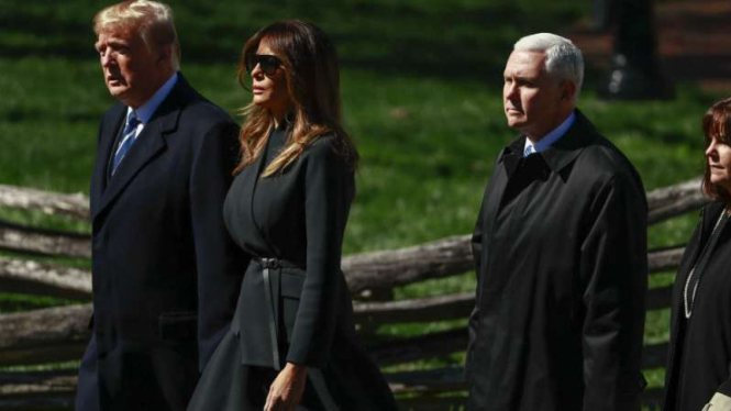 Presiden AS Donald Trump saat hadiri pemakaman Billy Graham