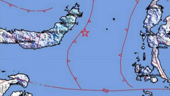 Pusat gempa yang guncang Bitung, Sulawesi Utara.