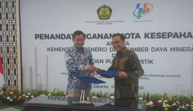 MoU antaran Menteri ESDM Ignasius Jonan dan Kepala BPS Suhariyanto.