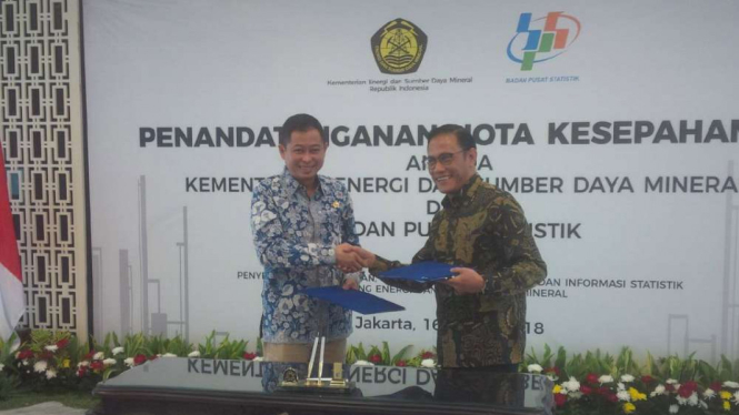 MoU antaran Menteri ESDM Ignasius Jonan dan Kepala BPS Suhariyanto.