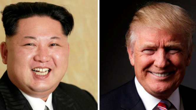 Presiden AS Donald Trump (kanan) dan Pemimpin Korut Kim Jong-un (kiri)