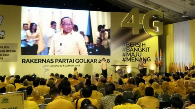 Rakernas Partai Golkar di Jakarta, Kamis, 22 Maret 2018.