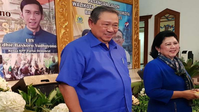 Ketua Umum Partai Demokrat, Susilo Bambang Yudhoyono di Kota Bandung