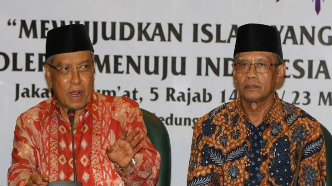 Ketua Umum PBNU Said Aqil Siroj  dan Ketum PP Muhammadiyah Haedar Nashir