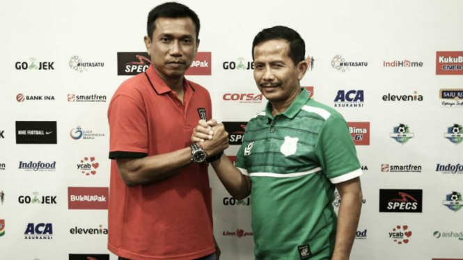 Pelatih Bali United, Widodo C Putro, dan Djadjang Nurdjaman