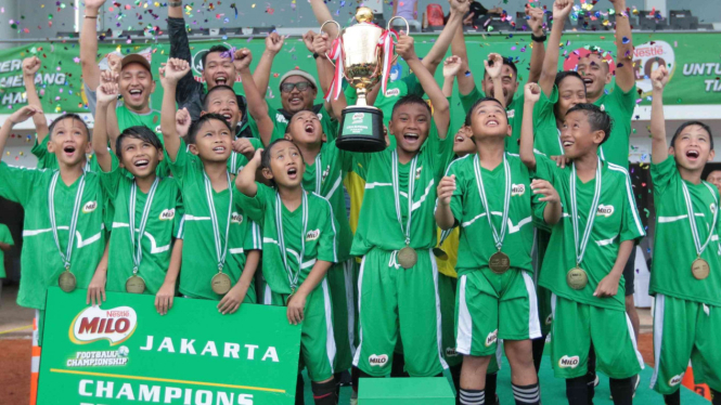 SD Islam Al Jannah Cibubur, juara MILO Football Championship 2018 Jakarta. 