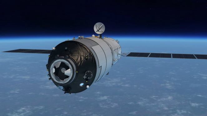 Ilustrasi stasiun antariksa Tiangong-1 di orbit