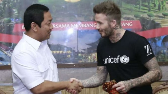 Wali Kota Semarang, Hendrar Prihadi bertemu Duta UNICEF David Beckham