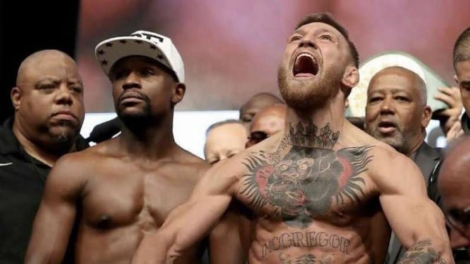 Foto jelang pertarungan Floyd Mayweather Jr melawan Conor Mcgregor