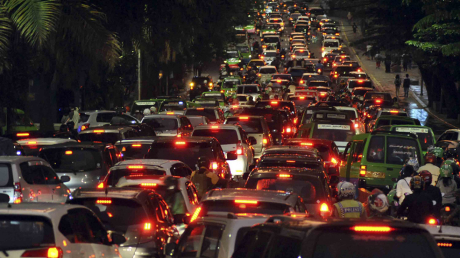 Kemacetan di kawasan Kota Bogor, Jawa Barat