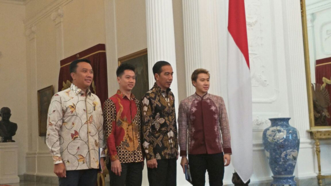 Kevin/Marcus bertemu Presiden Jokowi didampingi Menpora Imam Nahrawi.