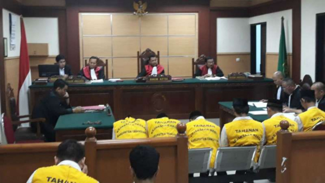 Sidang kasus penganiayaan sepasang kekasih di Cikupa, Tangerang.