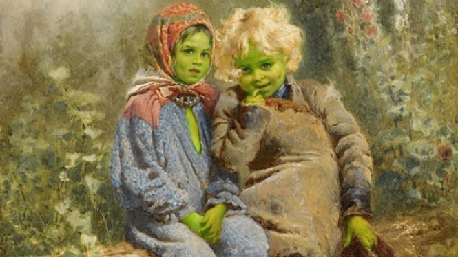 Dua bocah berkulit hijau dari Woolpit