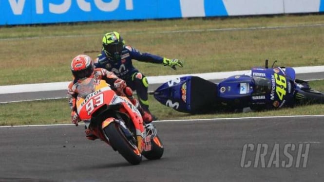 Marc Marquez dan Valentino Rossi terlibat insiden di Argentina.