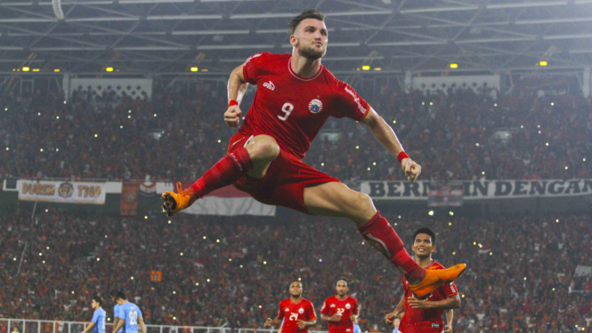 Selebrasi gol pemain Persija, Marko Simic