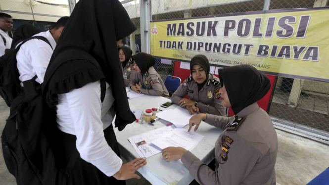 Pendaftaran calon anggota Polri di Mapolresta Banda Aceh, Aceh