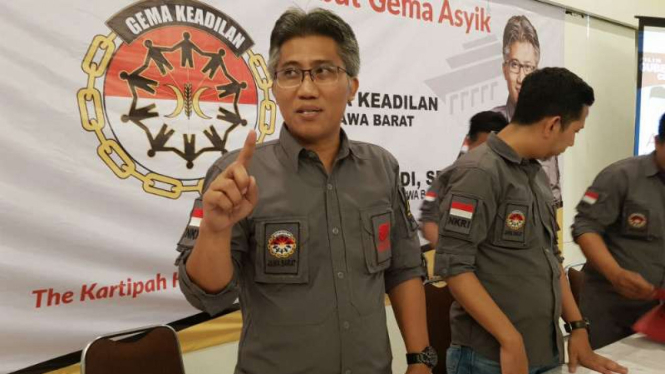Ketua Gema Keadilan Jawa Barat, Didi Sukardi, dalam konferensi pers di Bandung pada Rabu, 18 April 2018.