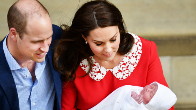 Pangeran William, Kate Middleton dan anak ketiga mereka.
