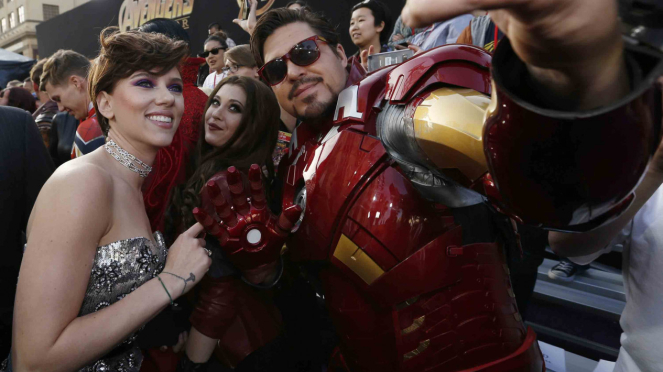 Aktris Scarlett Johansson saat di premiere film Avengers: Infinity Wars