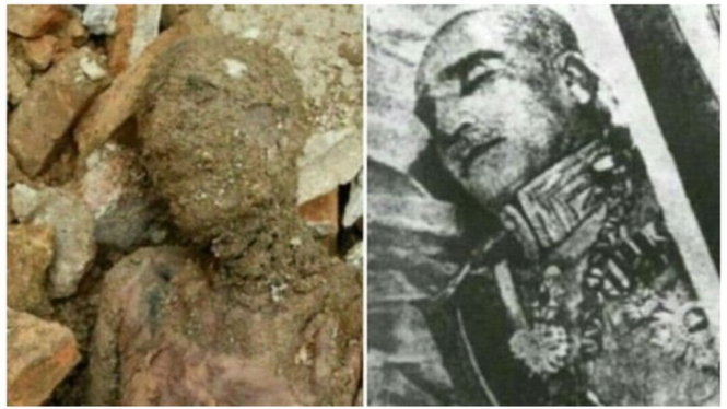 Mumi yang diyakini Reza Shah (kiri) and jenazah Reza Shah (kanan) - TASNIM