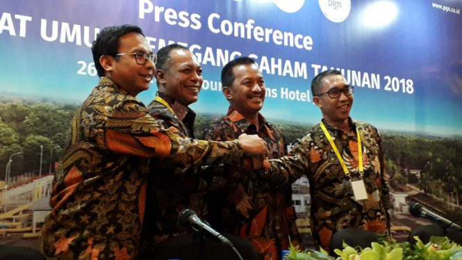 Direksi PGN saat press conference RUPST 2018.