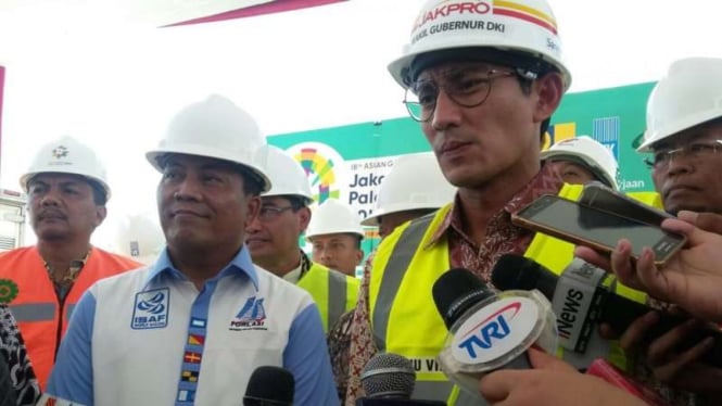 Wakil Gubernur DKI Jakarta, Sandiaga Salahudin Uno meninjau venue Jet Ski