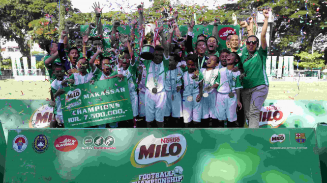 SD Inpres Paccerakkang, juara  MILO Football Championship Makassar 2018.
