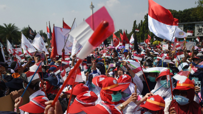 Hari Buruh Internasional atau May Day di Jakarta.