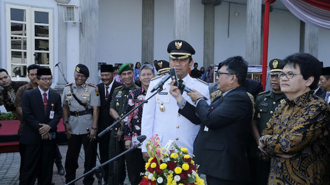 Wali Kota Semarang, Hendrar Prihadi saat launching call center 112.