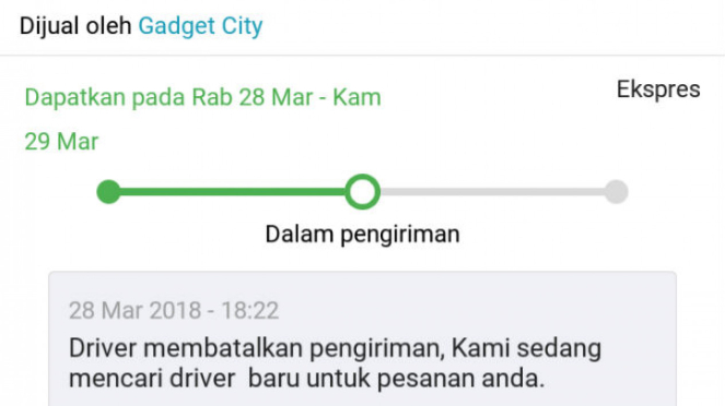 Bukti pembelian HP Xiaomi di Lazada yang tak kunjung tiba.