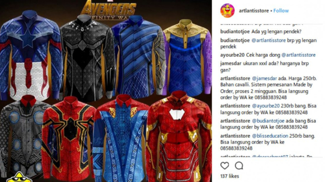 Baju batik superhero