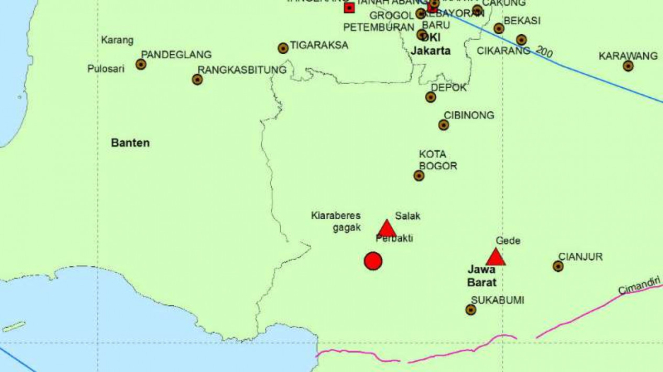Peta gempa Gunung Salak PVMBG.