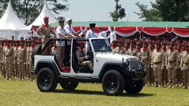Ketua Umum Partai Gerindra Prabowo Subianto apel kader di Pilkada Jatim 