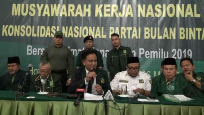 Musyawarah Kerja Nasional Partai Bulan Bintang atau PBB di Jakarta pada 4 Mei 2018.