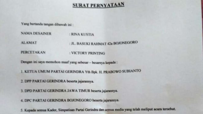 Spanduk Prabowo Salah Ketik Ramai di Medsos, Ini Kata Gerindra