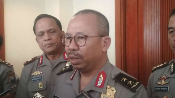 Kepala Divisi Hubungan Masyarakat Mabes Polri, Inspektur Jenderal Polisi Setyo Wasisto, di Surabaya, Jawa Timur, pada Senin, 9 Mei 2018.