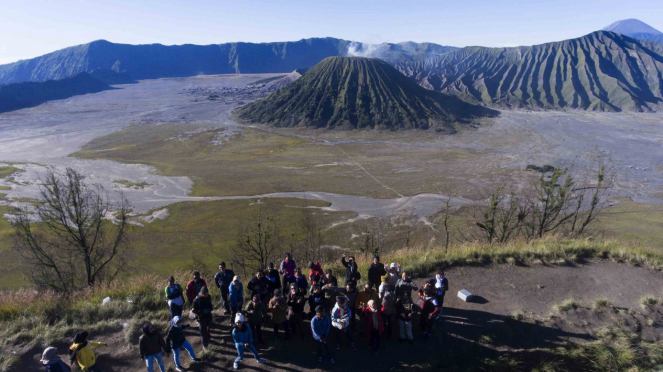 El ambiente del Parque Nacional de Bromo Terergier en Pasuruan en Java Oriental