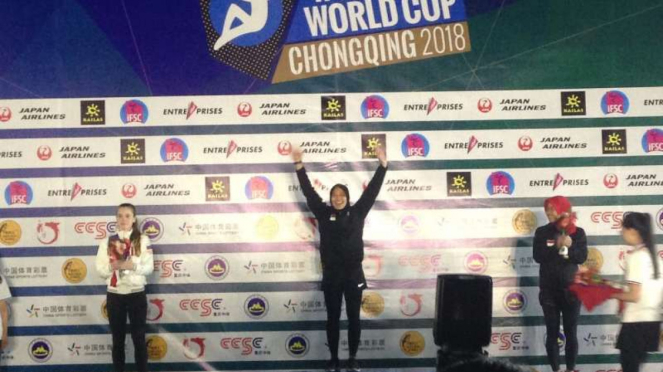 Atlet indonesia, Aries Susanti Rahayu, menangi Kejuaraan Dunia Panjat Tebing