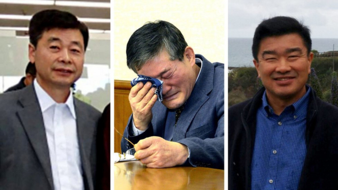 Dari kiri ke kanan: Kim Hak-song, Kim Dong-chul, Tony Kim - Reuters / AFP