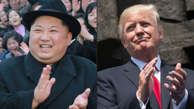 Pertemuan dengan Kim Jong-un (kiri) akan berlangsung di Singapura, kata Donald Trump (kanan). - AFP