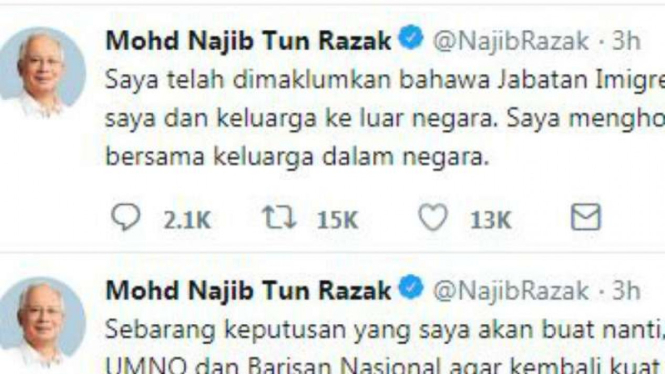 Akun Twitter Najib Razak