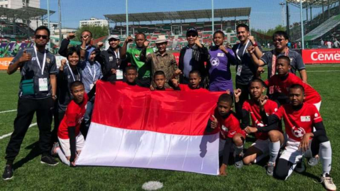 Timnas Indonesia pada ajang Street Child World Cup 2018 di Moscow, Rusia.