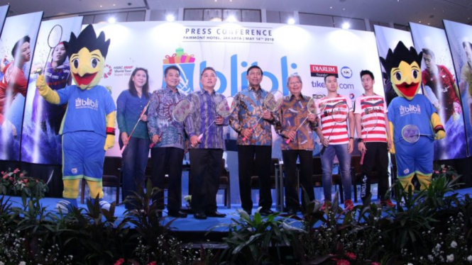 konferensi pers Indonesia Open yang berlangsung di Fairmont Hotel, Jakarta.