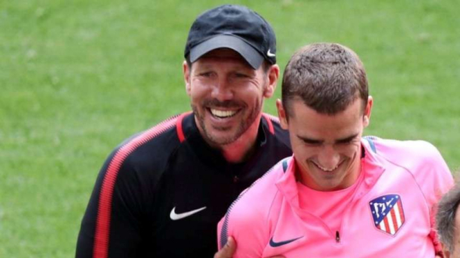 Pelatih Atletico Madrid, Diego Simeone dan Antoine Griezmann.